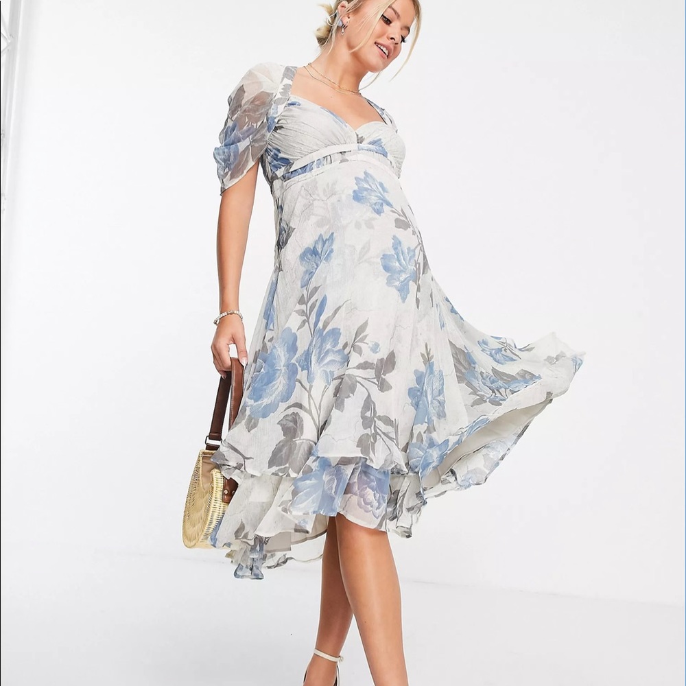 ASOS maternity blue floral dress